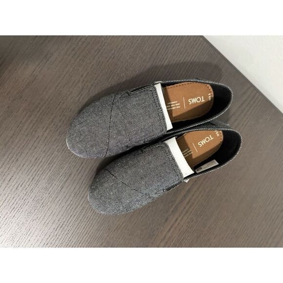 Toms Womens Black Twill Slip On Canvas Loafer Flat Shoes Size 5.5 NWOB - Picture 3 of 6